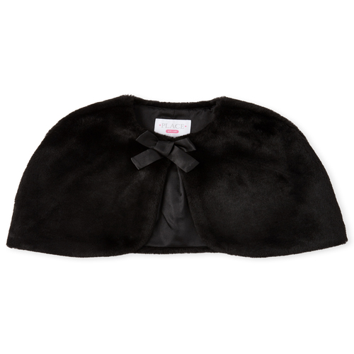 

Girls Faux Fur Matching Cape - Black - The Children's Place