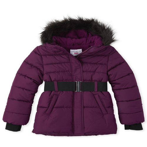 

Girls Belted Puffer Jacket - Purple - The Children's Place