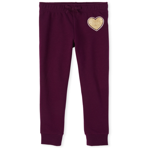

Girls Embellished French Terry Jogger Pants - Purple - The Children's Place