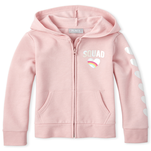 

Girls Holographic Squad Fleece Zip Up Hoodie - Purple - The Children's Place