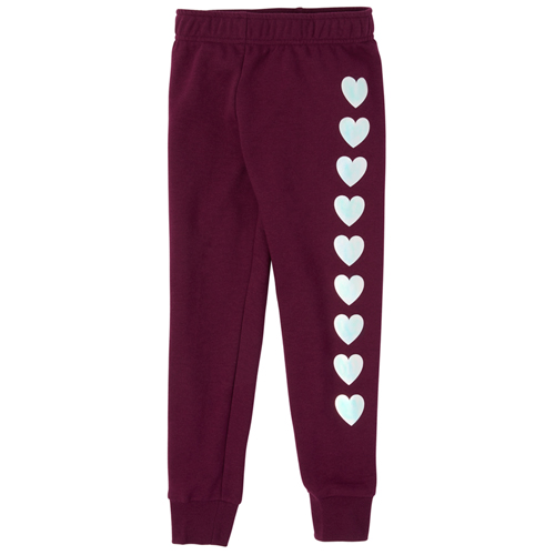 

Girls Active Heart Side Stripe French Terry Jogger Pants - Purple - The Children's Place