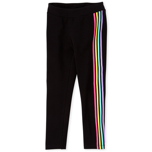

Girls Active Rainbow Side Stripe Leggings - Black - The Children's Place