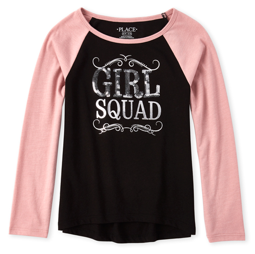 

Girls Embellished Raglan Top - Red - The Children's Place