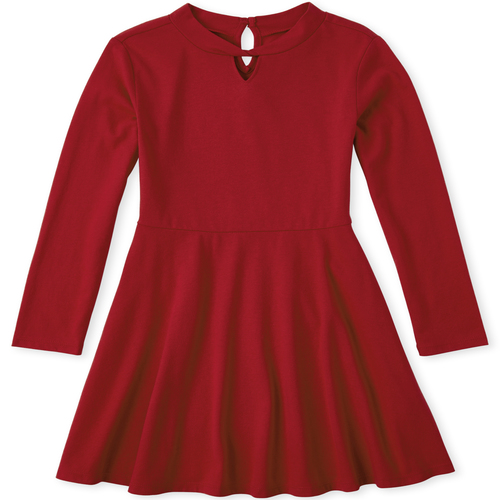 

Girls Twist Neck Cut Out Dress - Red - The Children's Place