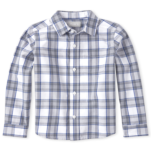 

Boys Boys Plaid Poplin Matching Button Down Shirt - White - The Children's Place