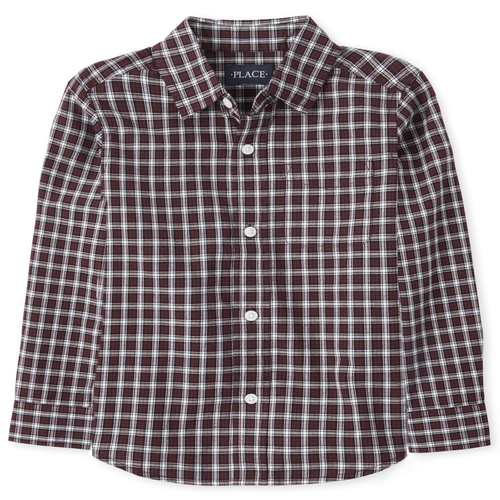 

s Boys Plaid Poplin Matching Button Down Shirt - Red - The Children's Place