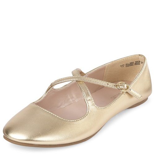 

Girls Metallic Cross Strap Ballet Flats - The Children's Place
