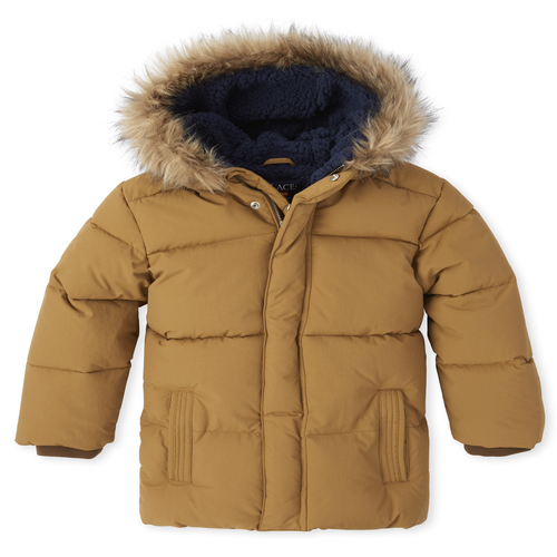 

Boys Boys Quilted Parka Jacket - Brown - The Children's Place