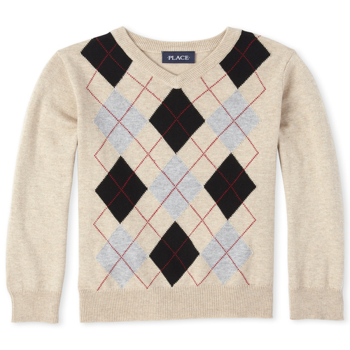 

Boys Boys Argyle Matching V-Neck Sweater - Gray - The Children's Place
