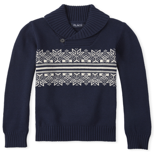 

Boys Boys Fair Isle Shawl Collar Sweater - Blue - The Children's Place