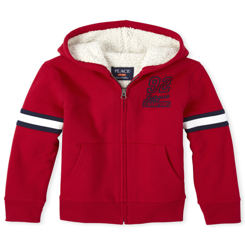 

Boys Boys Sport Sherpa Zip Up Hoodie - Red - The Children's Place
