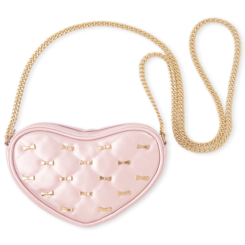 

Girls Bow Studded Iridescent Heart Bag - Pink - The Children's Place