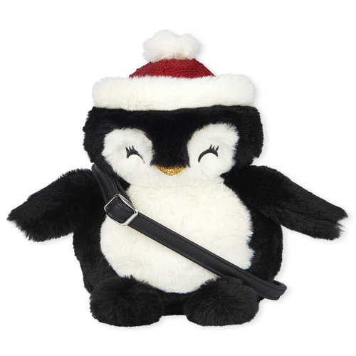 

Girls Toddler And Penguin Party Faux Fur Bag - Black - The Children's Place