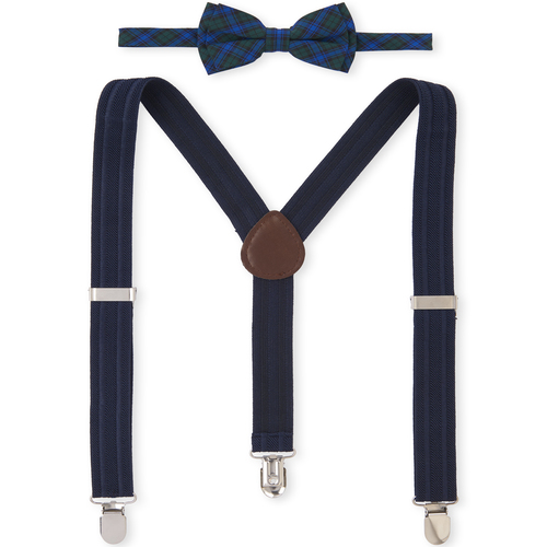

Boys Boys Plaid Matching Bow Tie And Suspenders Set - Green - The Children's Place