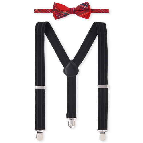 

Boys Boys Plaid Matching Bow Tie And Suspenders Set - Red - The Children's Place