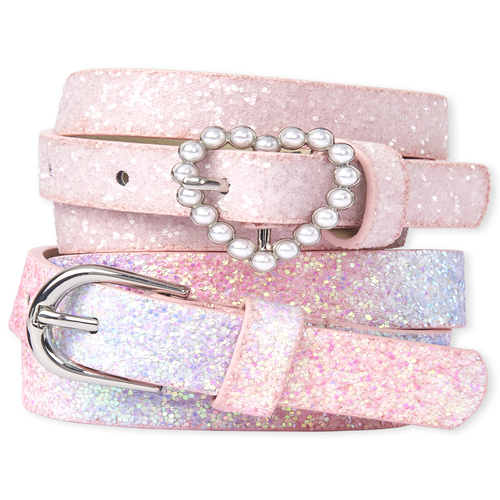 

Girls Glitter Belt 2-Pack - Pink - The Children's Place