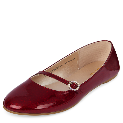 

Girls Glitter Ballet Flats - Red - The Children's Place