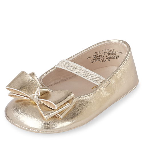 

Newborn Baby Metallic Bow Ballet Flats - The Children's Place