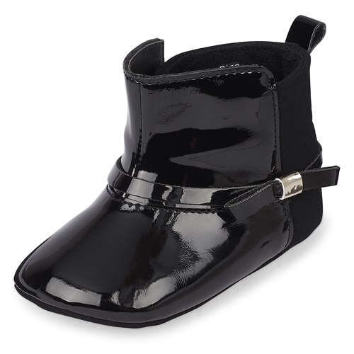 

Newborn Baby Bow Booties - Black - The Children's Place