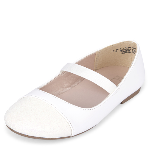 

Baby Girls Toddler Glitter Ballet Flats - White - The Children's Place