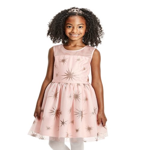 

Girls Glitter Star Matching Dress - Pink - The Children's Place
