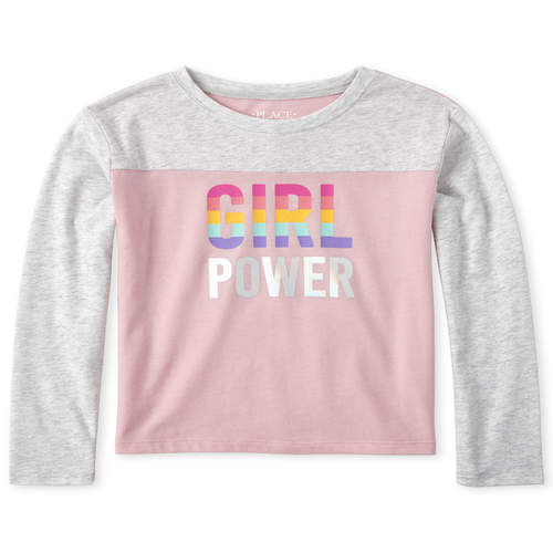 

Girls Active Foil Football Top - Pink - The Children's Place