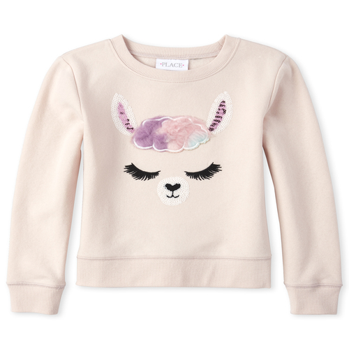 

Girls Active Faux Fur Animal French Terry Sweatshirt - Tan - The Children's Place