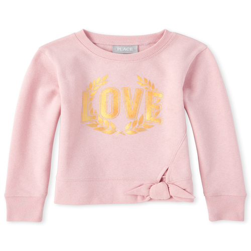 

Girls Active Foil Tie Front French Terry Sweatshirt - Purple - The Children's Place