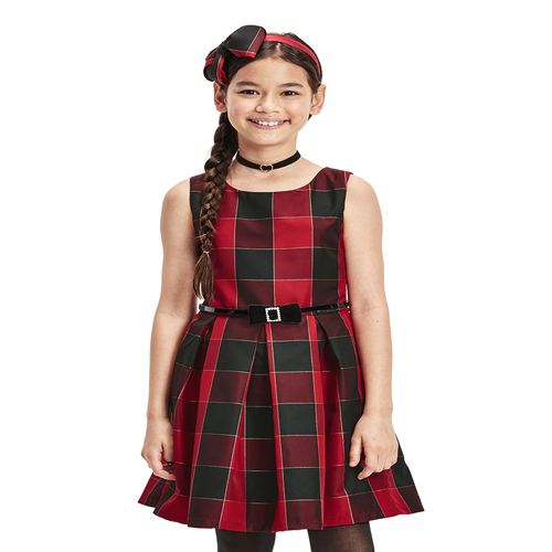 

Girls Mommy And Me Glitter Buffalo Plaid Matching Pleated Dress - Red - The Children's Place
