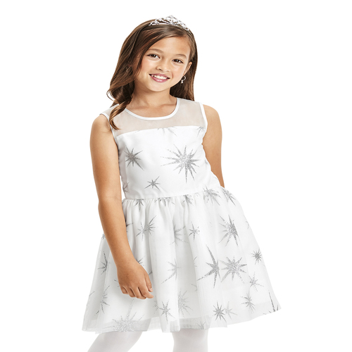 

Girls Glitter Star Dress - White - The Children's Place