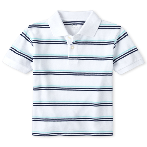 

Boys Boys Striped Pique Polo - White - The Children's Place
