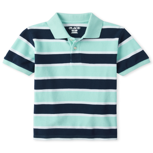 

Boys Boys Striped Matching Pique Polo - Green - The Children's Place