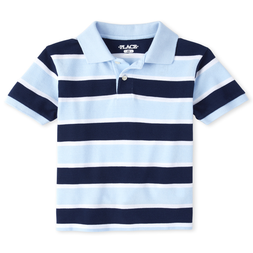 

Boys Boys Striped Matching Pique Polo - Blue - The Children's Place