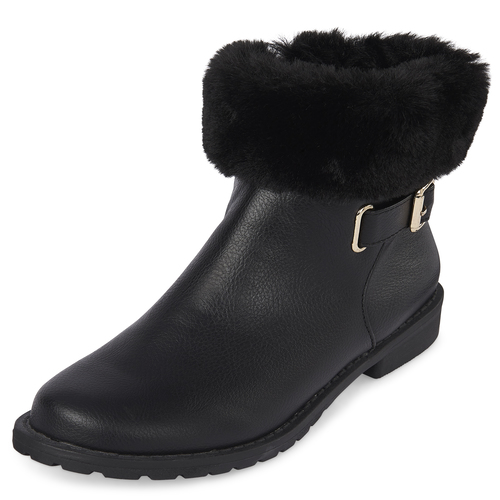 

Girls Faux Fur Booties - Black - The Children's Place