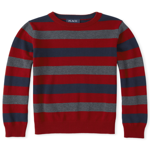 

Boys Boys Striped Matching Sweater - Red - The Children's Place