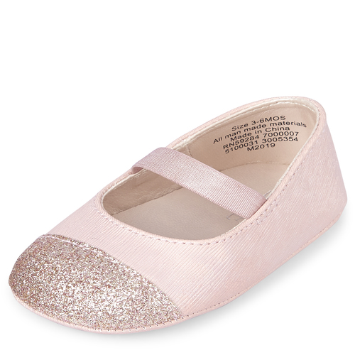 

Newborn Baby Glitter Ballet Flats - Pink - The Children's Place
