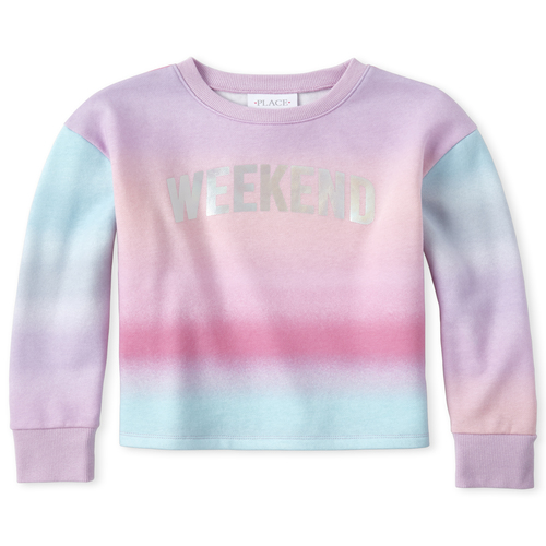 

Girls Active Foil Tie Dye French Terry Sweatshirt - Pink - The Children's Place