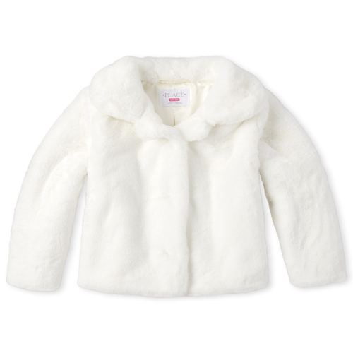 

Girls Faux Fur Jacket - White - The Children's Place
