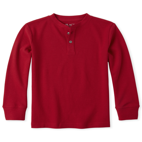 

Boys Boys Thermal Henley Top - Red - The Children's Place