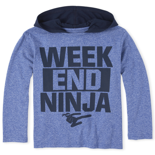 

Boys Boys Graphic Marled Hoodie Top - Blue - The Children's Place