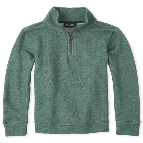 

s Boys French Terry Half Zip Mock Neck Top - Green - The Children's Place