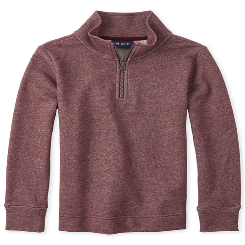 

s Boys French Terry Half Zip Mock Neck Top - Red - The Children's Place