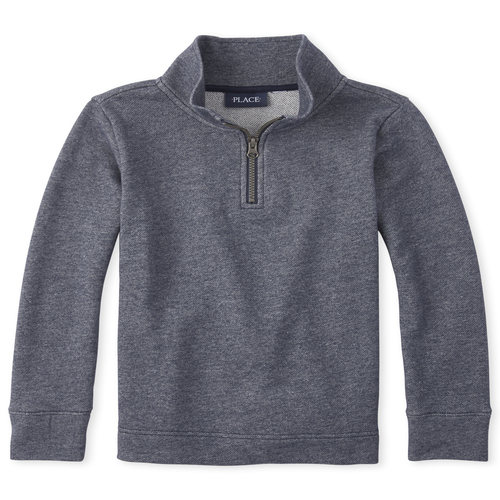 

Boys Boys French Terry Half Zip Mock Neck Top - Blue - The Children's Place