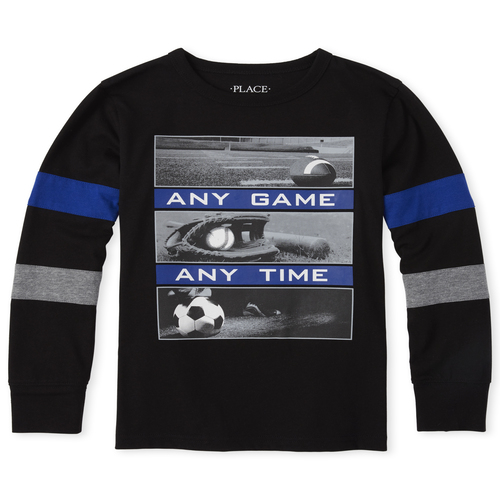 

Boys Boys Striped Arm Top - Black - The Children's Place