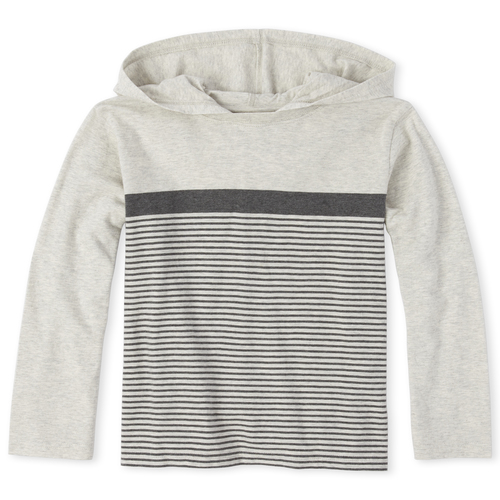 

Boys Boys Striped Hoodie Top - Gray - The Children's Place