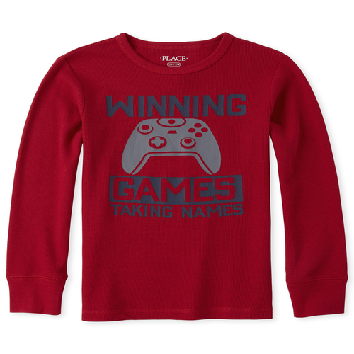 

Boys Boys Graphic Thermal Top - Red - The Children's Place