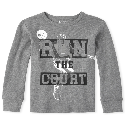 

Boys Boys Graphic Thermal Top - Gray - The Children's Place