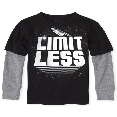 

Boys Boys Flocked 2 In 1 Top - Black - The Children's Place