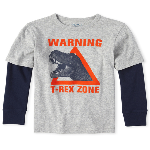 

Boys Boys Flocked 2 In 1 Top - Gray - The Children's Place