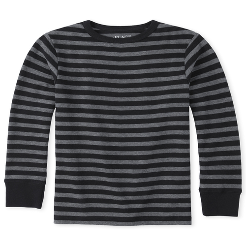 

Boys Boys Striped Thermal Top - Black - The Children's Place